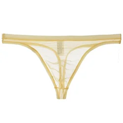 Intimo Sexy traspirante da uomo T-Back G-Strings slip See Through Lingerie maschile vita bassa elastico Gay Ice Silk Solid Thongs