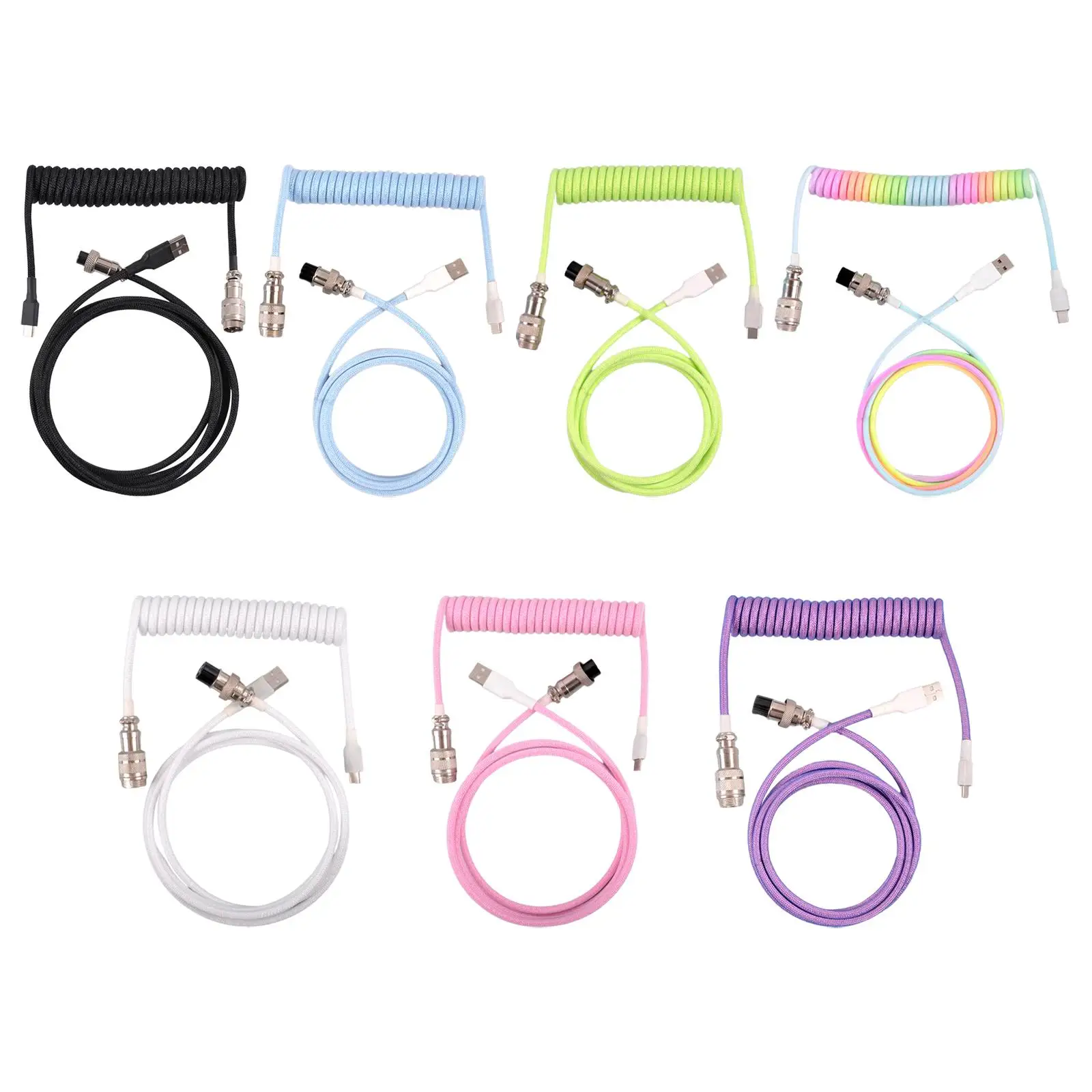 USB Type C Cable Coiled Cable Fast Charge Detachable for Mechanical Keyboard