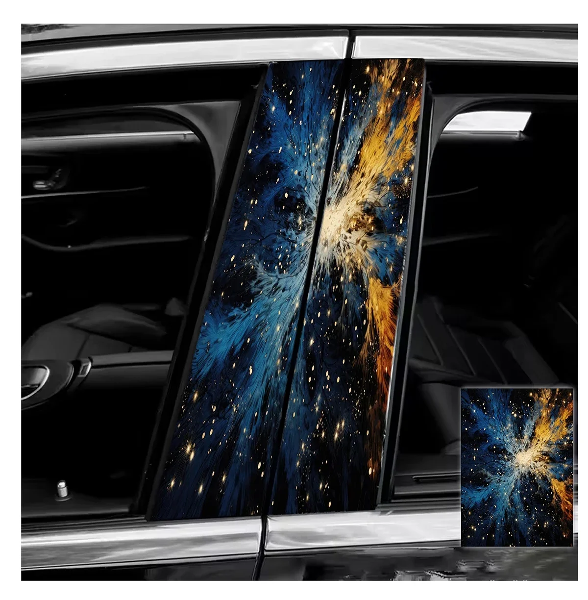 Cosmic Galaxy Car Pillar Sticker Waterproof Self-adhesive Peel and Stick Window Decal Vinyl Auto Decor Modern Car Interior Decor