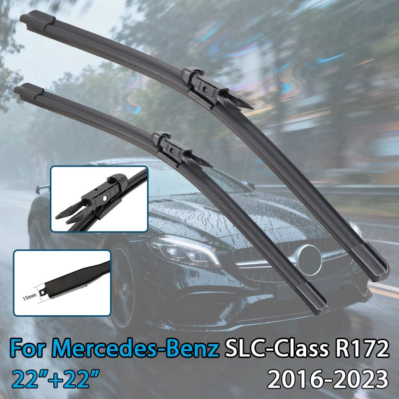 

Для Mercedes-Benz SLC-Class R172 2016-2023 22 ''+22'' автомобильные щетки стеклоочистителя, передние дворники, подходят для защемления рычага, щетки стеклоочистителя ветрового стекла