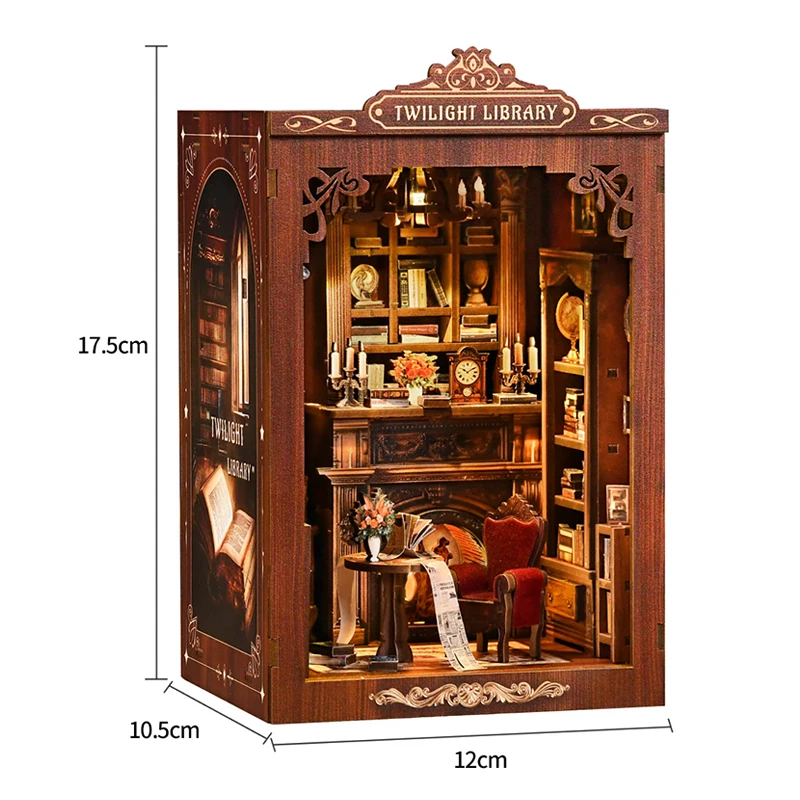 DIY Book Nook Kit Figurines Miniature Booknook Wooden Doll House 3D Puzzle Bookshelf  Dollhouses Toy For Birthday Christmas Gift
