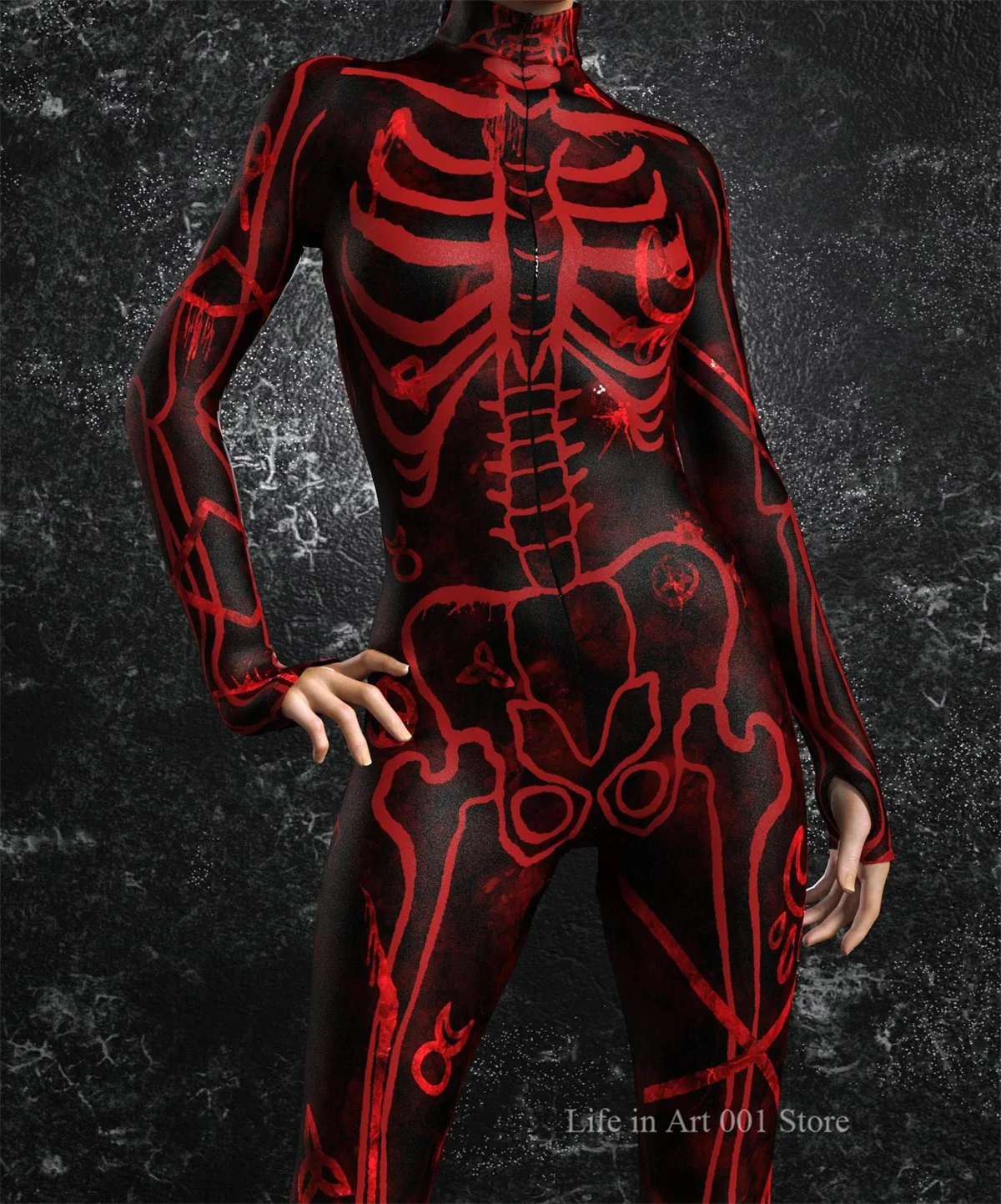 

Женский комбинезон в стиле панк со скелетом на Хэллоуин, праздничный костюм для косплея, боди для выступлений, костюм зентай, боди