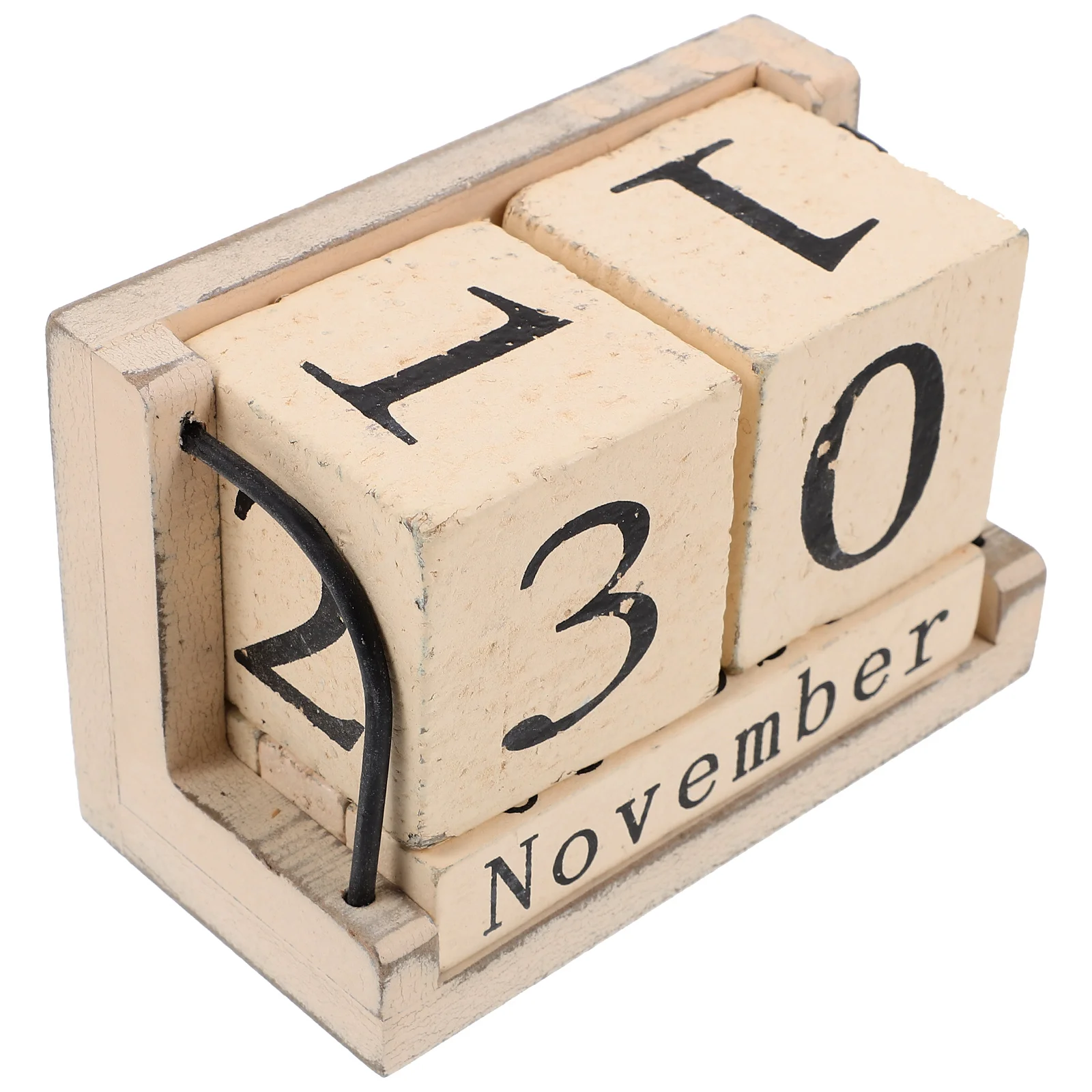 

Perpetual Desk Calendar Retro Style Home Decor Elegant Bamboo Crafts Rustic Finish Office Accessories Long Lasting