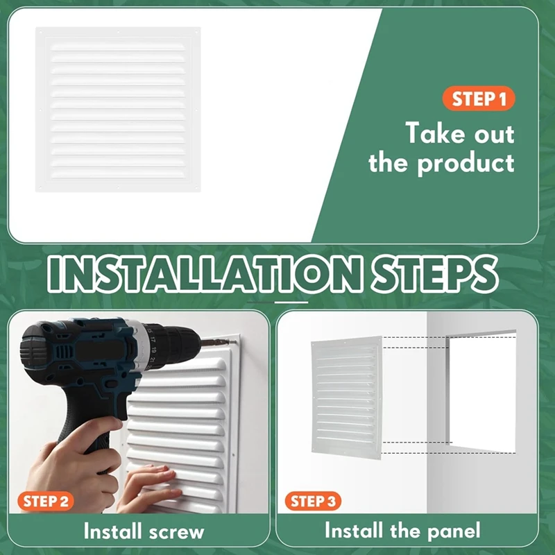 2Pcs Attic Vents Gable Vents Aluminum Wall Vent Metal Shed Vent With Screen Mesh Square Vent Louver Vent Grille