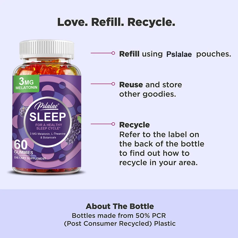 Sleep Gummies - with Melatonin, L-Theanine - Aid Sleep, Relieve Stress, Promote Rapid Sleep, and Enhance Sleep Quality