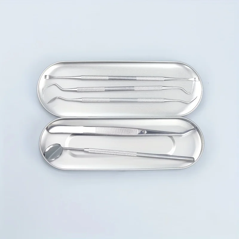 5pcs Stainless Steel Adult & Pet Teeth Cleaning Kit - Portable Outdoor Toothpicks,High-Quality Waterproof Tools for Oral Hygiene