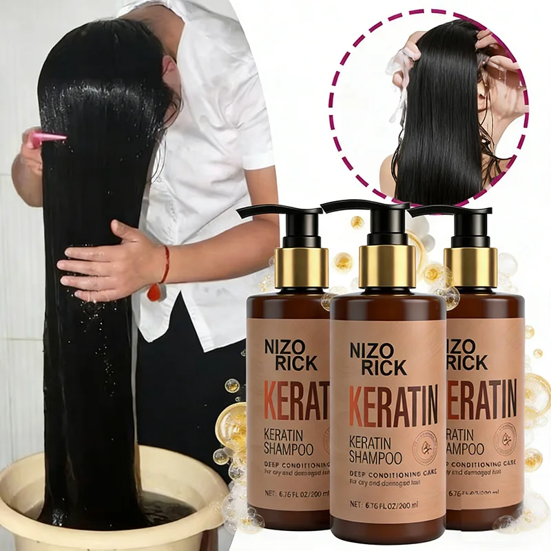 Keratin Shampoo 3 Pack, Repair Damaged Hair, Anti-Frizz, Smooth Shiny, Deep Moisturizing