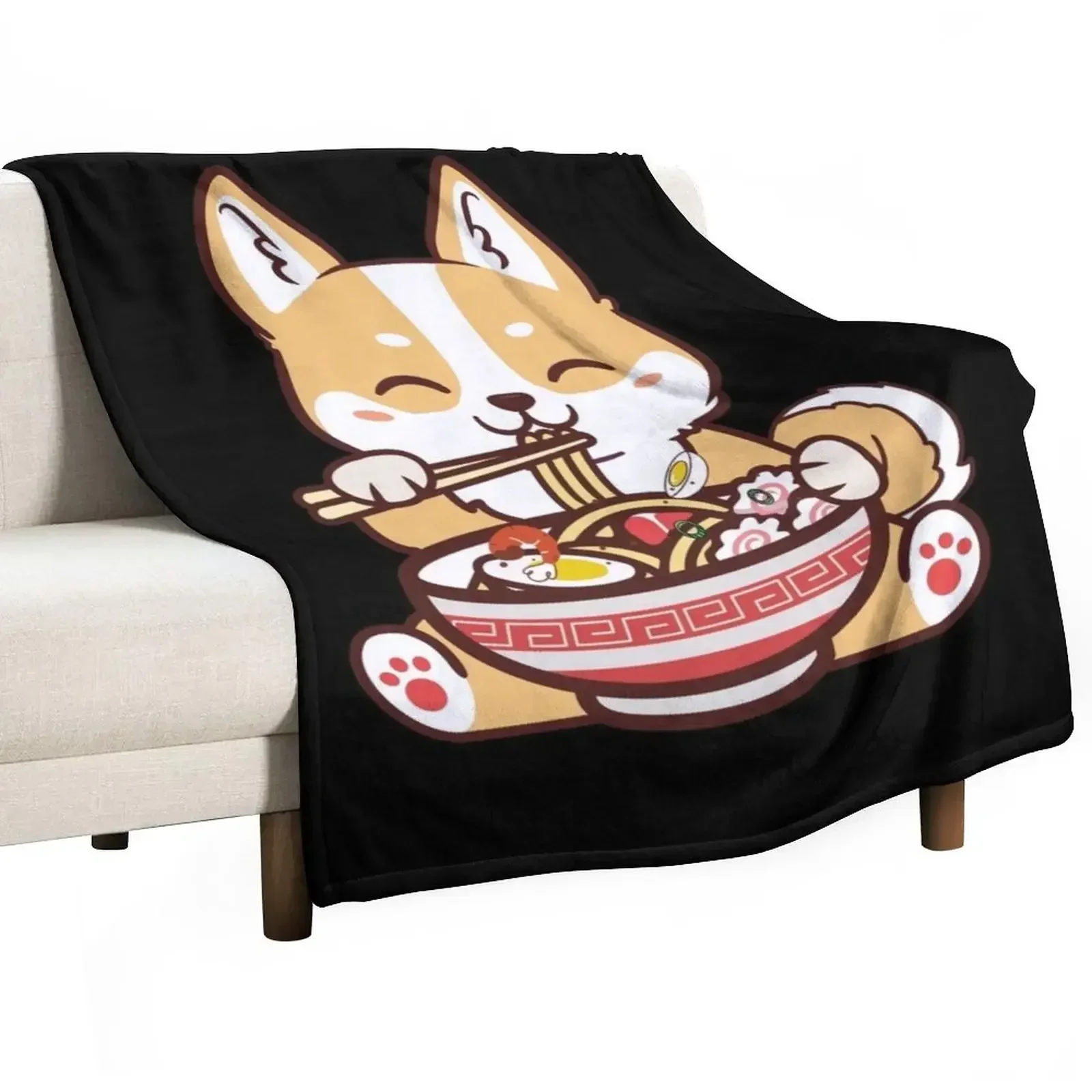 

Kawaii Corgi Eating Ramen a Kawaii Corgi Eating Noodles Throw Blanket Bed covers Hairy Blankets