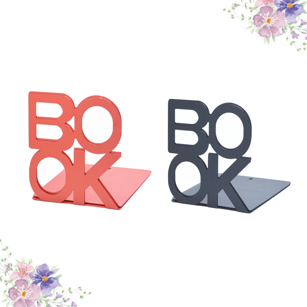 

4Pcs Metal Bookends Creative Simple Design Book Ends for Desk Home Office Black Red Book Ends Metal Bookends Creative Bookend