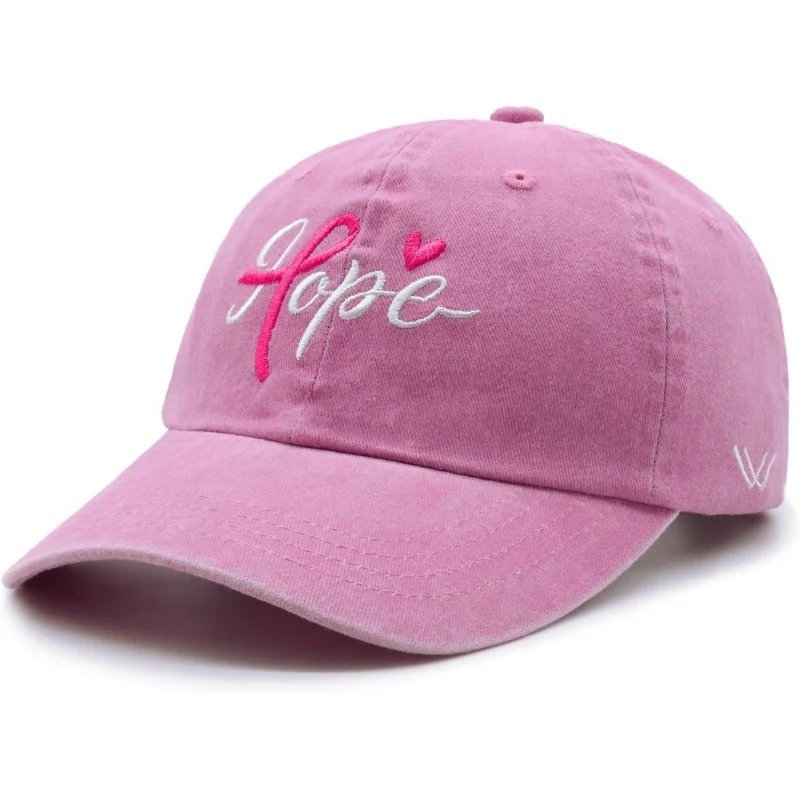 Waldeal Fight Cancer Inspirational Gifts for Women, Embroidered Adjustable Breast Cancer Awareness Hope Hat