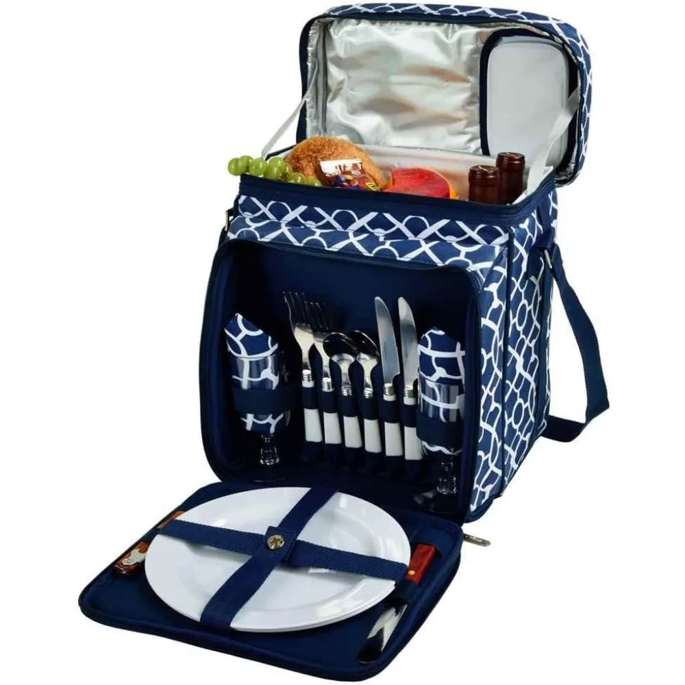 Original Insulated Picnic Basket/Cooler Equipped with Service for 2- Designed, Assembled & Quality Approved in the USA