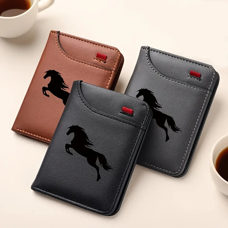 

Card Holder Men Retro Elegant Slim Faux Leather Bi-fold Multi Card Photo Slot Portable Daily