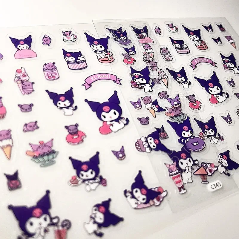 Sanrio Stickers Kuromi Anime Cartoon Kawaii Transparent Cute Creative Decoration Diy Hand Account Material Waterproof Sticker