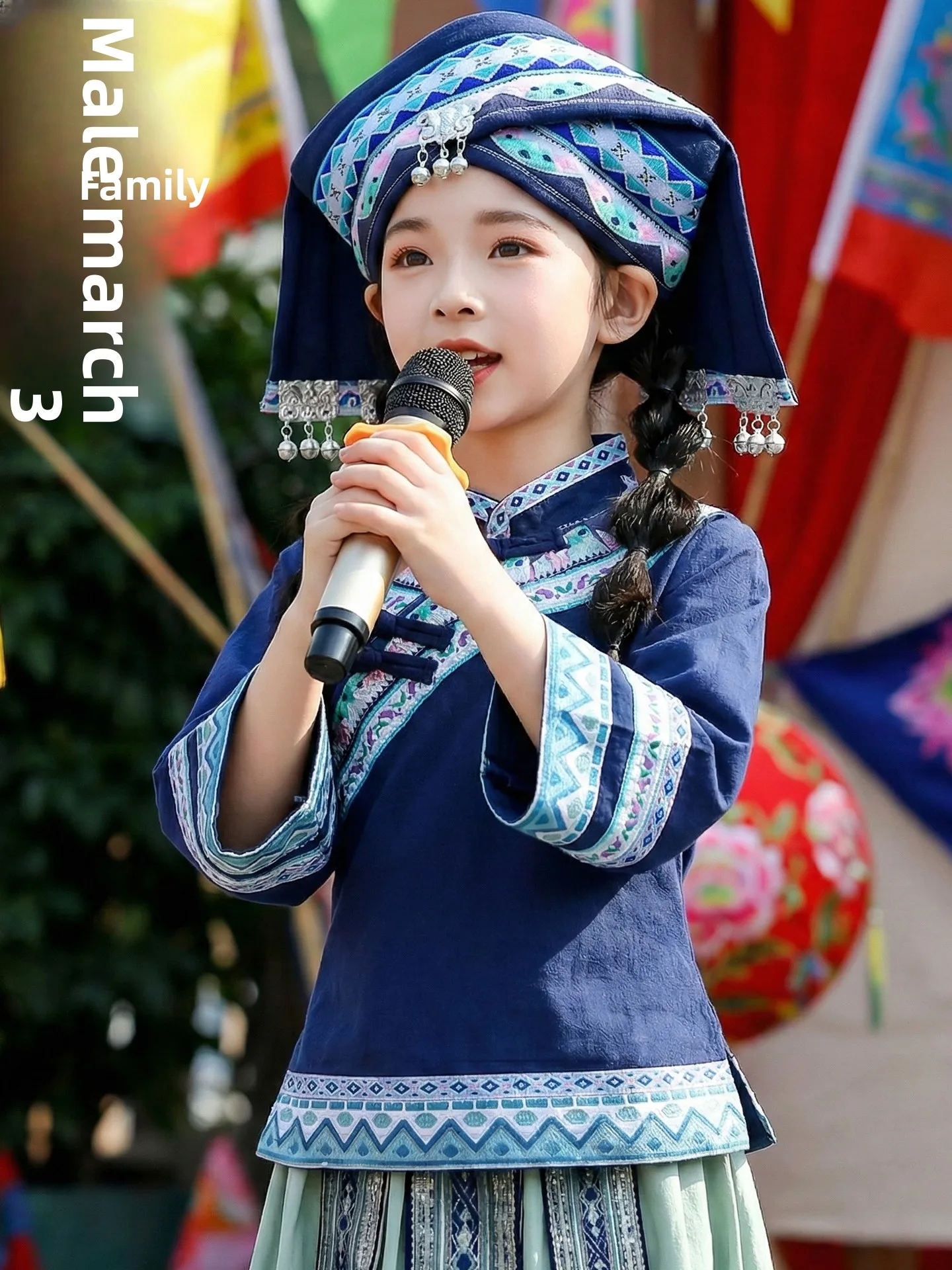 

New Arrival Girls Ethnic Minori Clothing Zhuangfu Miao Baiyuzhou Children's Traditional Costumes Spring Summer Polyester Co...