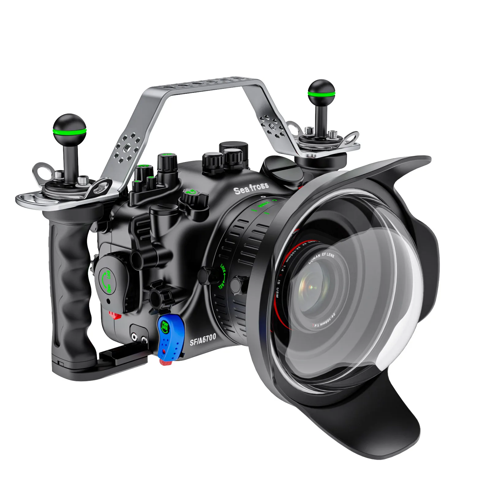 Seafrogs 100 m aluminum alloy waterproof case compatible with Sony A6700 only the case does not include lens