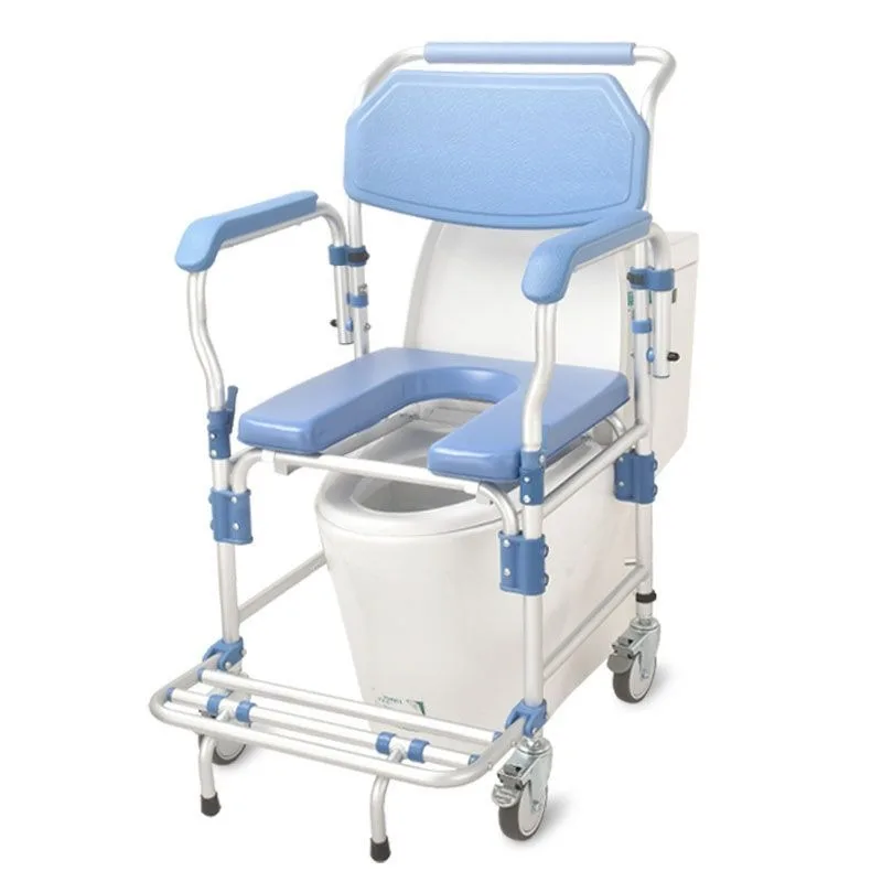 Foldable Home Shower Commode Chair Indoor Portable Toilet Bathing Chair for Mobility Assistance