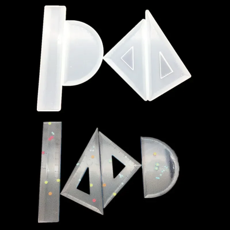 New 1PCS Button Craft DIY Transparent UV Scale Ruler Stationery Resin Liquid Silicone Combination Molds for Making Jewelry