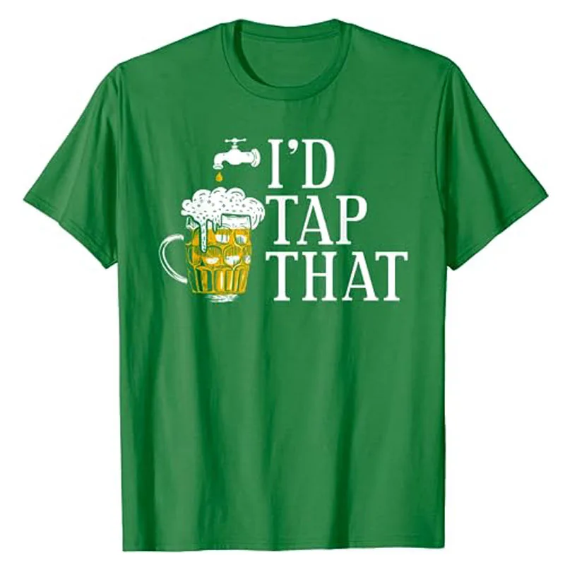 Funny Beer Drinker I'd Tap That Craft Beer Brewery Lovers T-Shirt American Flag USA 4th of July Brewery Tee Tops Drinker Outfits