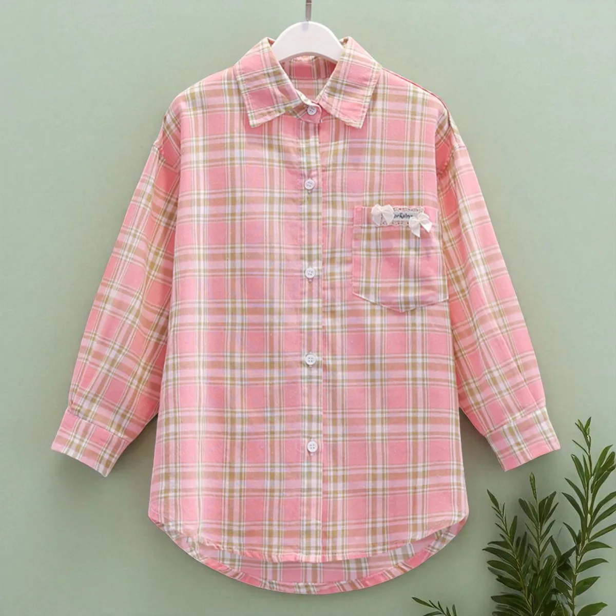Girls Shirts Long Sleeve Toddler Plaid Tops for Kids Costumes Children Clothing Back to School Uniform Blouse 6 8 9 10 12 Years