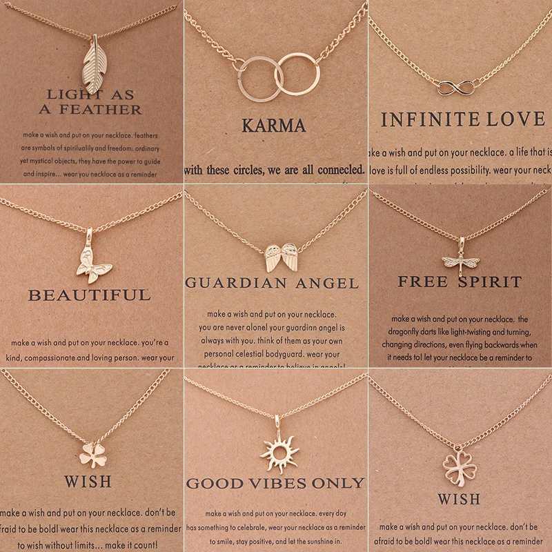 New Trendy Alloy Cute Elegant Sun Love Star Leaves Clover Unicorn Luck Pendant Necklaces for Women Fashion Accessories Jewelry