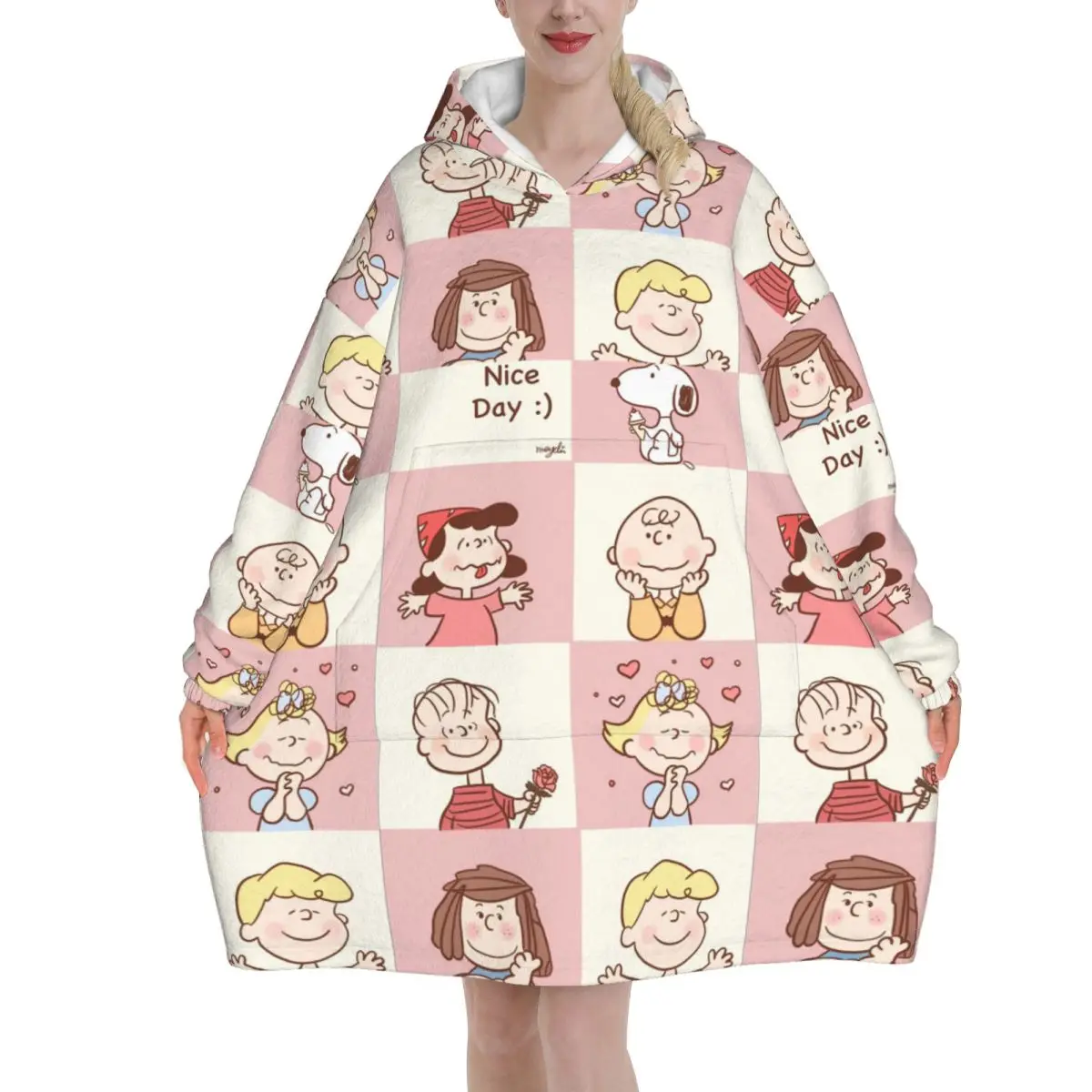 

Snoopys Cute Dogs Woodstock Blanket Hoodie Oversized Wearable Sweatshirt Blanket Warm Gifts for Women Girls Girlfriend