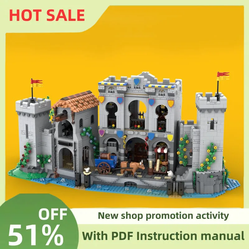 

NEW 3564PCS MOC10305 European Medieval Street View Fortified Port Model Building Blocks DIY creative ideas Kid Toy Birthday Gift