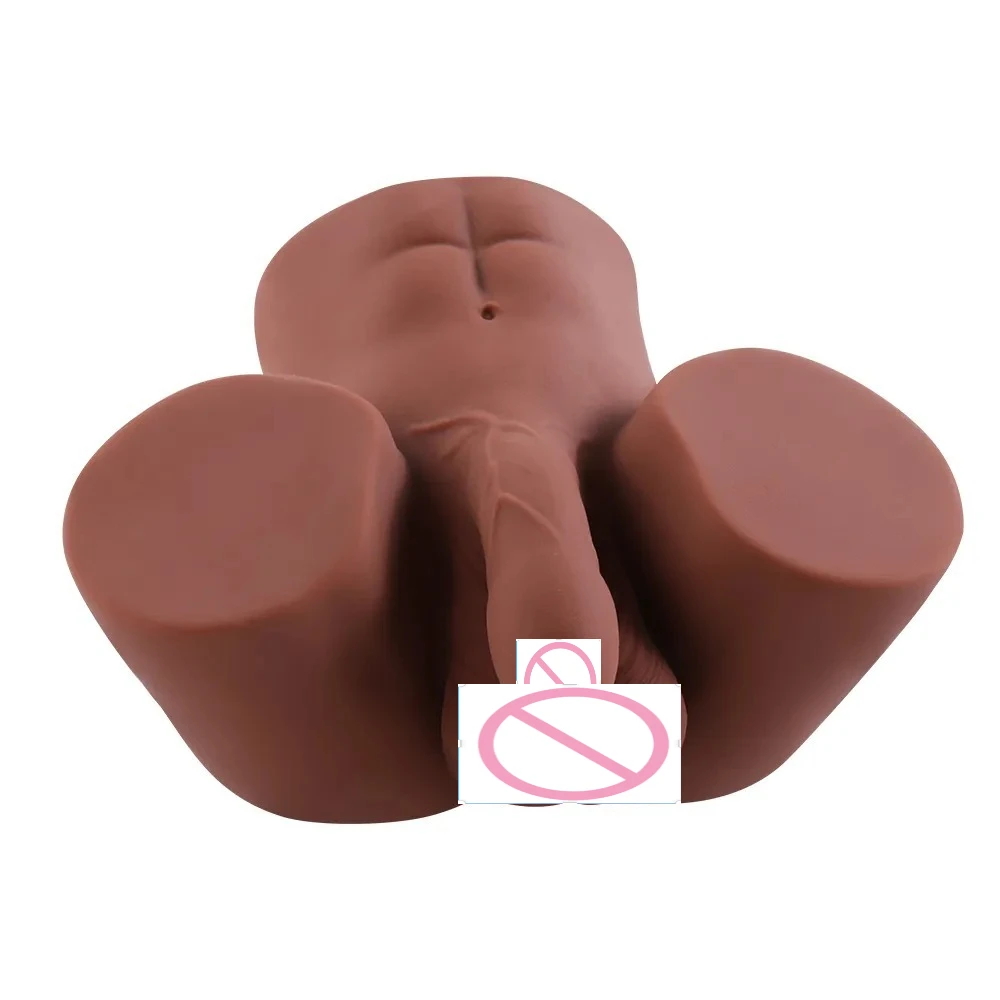 Half-body solid seated cannon dildo, adult male reverse mold buttock, solid masturbation dildo