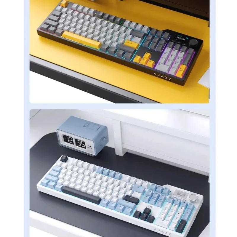 حار Ajazz Ak35i V3 لوحة المفاتيح الميكانيكية السلكية 104 مفتاح Esports لعبة مفتاح المكونات الساخنة مشقوق تحديد المواقع لوحة وظيفة الوسائط المتعددة