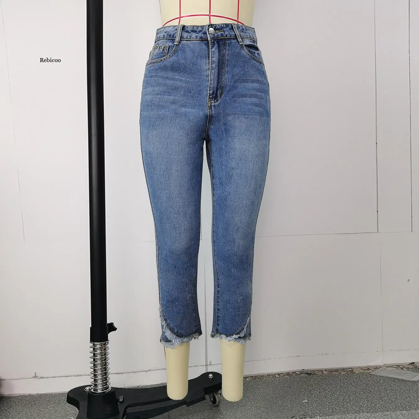 Women's Jeans 2022 Spring/Summer Fashion Sexy High Waist Slim Irregular Denim Ninth Pants Skinny Pants