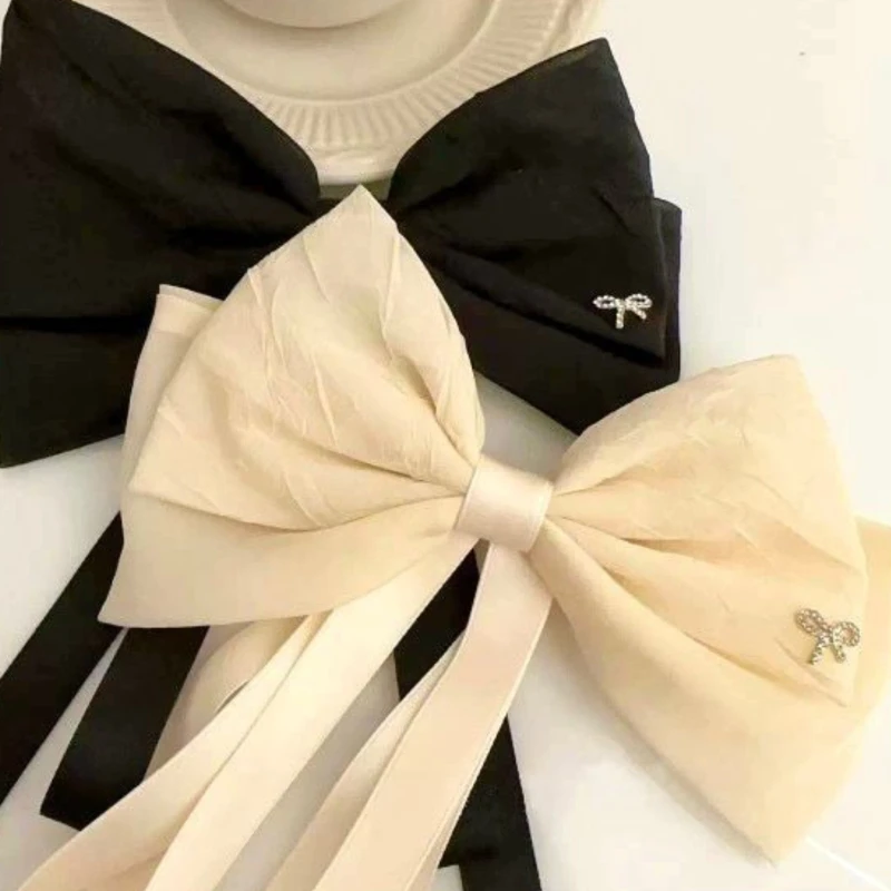 Velvet Bow Hair Clip: French Style Spring Clips with Tassel, Elegant Winter & Early Spring Accessories