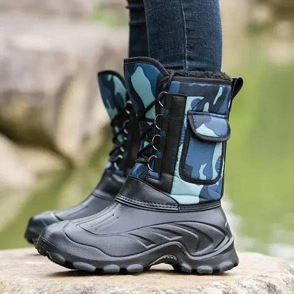Large Size Snow Boots, Cold Resistant and Warm Men's Boots, Waterproof Non Slip Fishing Boots with Thick Velvet and Comfortable