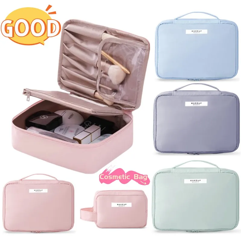 New Travel Cosmetic Bag Ladies Portable Wash Bag Girls Large Capacity Simple Handheld Makeup Bag Clutch Cosmetic Brush Organiser