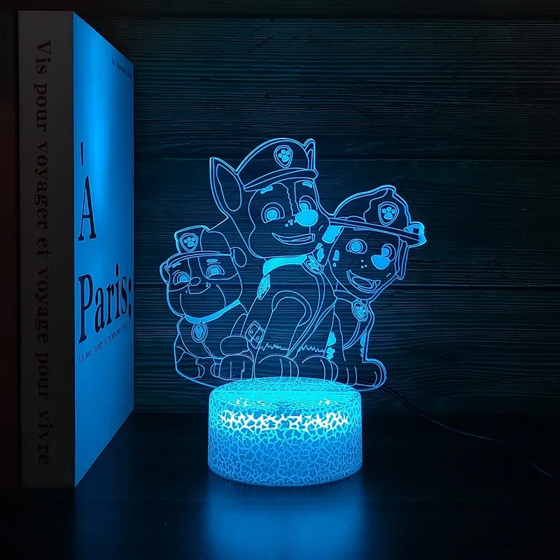 Paw Patrol Cartoon Series 3D Lamp Anime Figure Bedside Table Lamp Led Night Lamp Creative Ornaments Children Toys Birthday Gifts