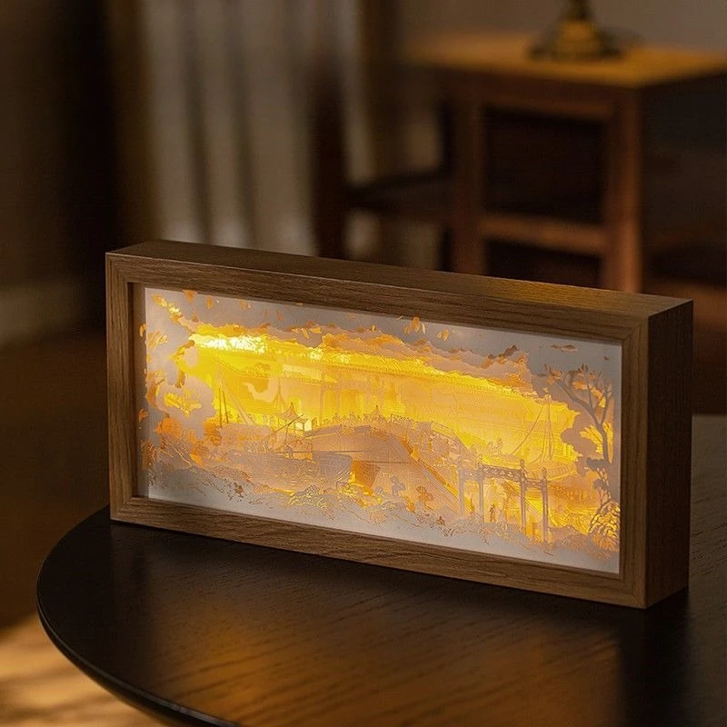 

Gift box paper carved lamp Jiangnan national style bedroom ancient style wooden photo frame