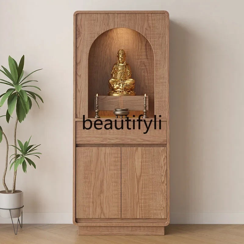 Dhh New Chinese-style vertical cabinet serving table Shentai God of Wealth light luxury small household Buddhist cabinet