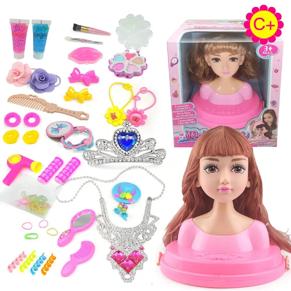 Bambole Styling Testa Trucco Pettine Giocattolo per capelli Set di bambole Fai finta di giocare Principessa Spogliatoio Gioca a giocattoli per bambine Apprendimento del trucco