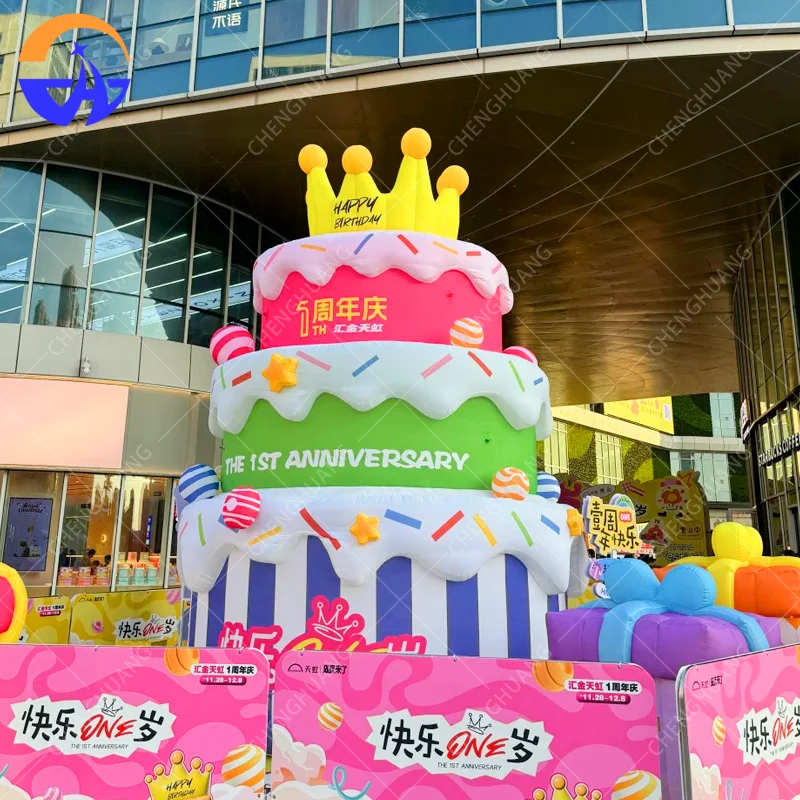 El gran accesorio inflable para tarta de cumpleaños incluye soplador, decoración para Plaza al aire libre, evento temático de celebración del centro comercial