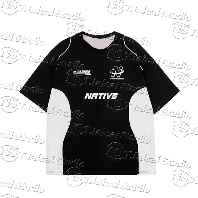 

Летняя гоночная стильная лоскутная уличная одежда с принтом цифры 7, мужская спортивная футболка большого размера, женский топ унисекс, футболка с короткими рукавами, мото