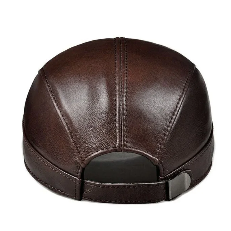 New 2023 Spring/Winter Man Genuine Leather Baseball Caps Male Casual Cowhide Warm 56-60 Adjustable Sprot Flight Hats