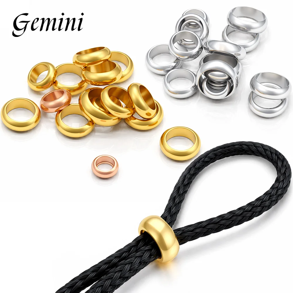 100Pcs 1/2/2.5/3/4/5/6/8mm Stainless Steel Gold Ring Spacer Beads Big Hole Stopper Beads Charm for DIY Bracelet Jewelry Making