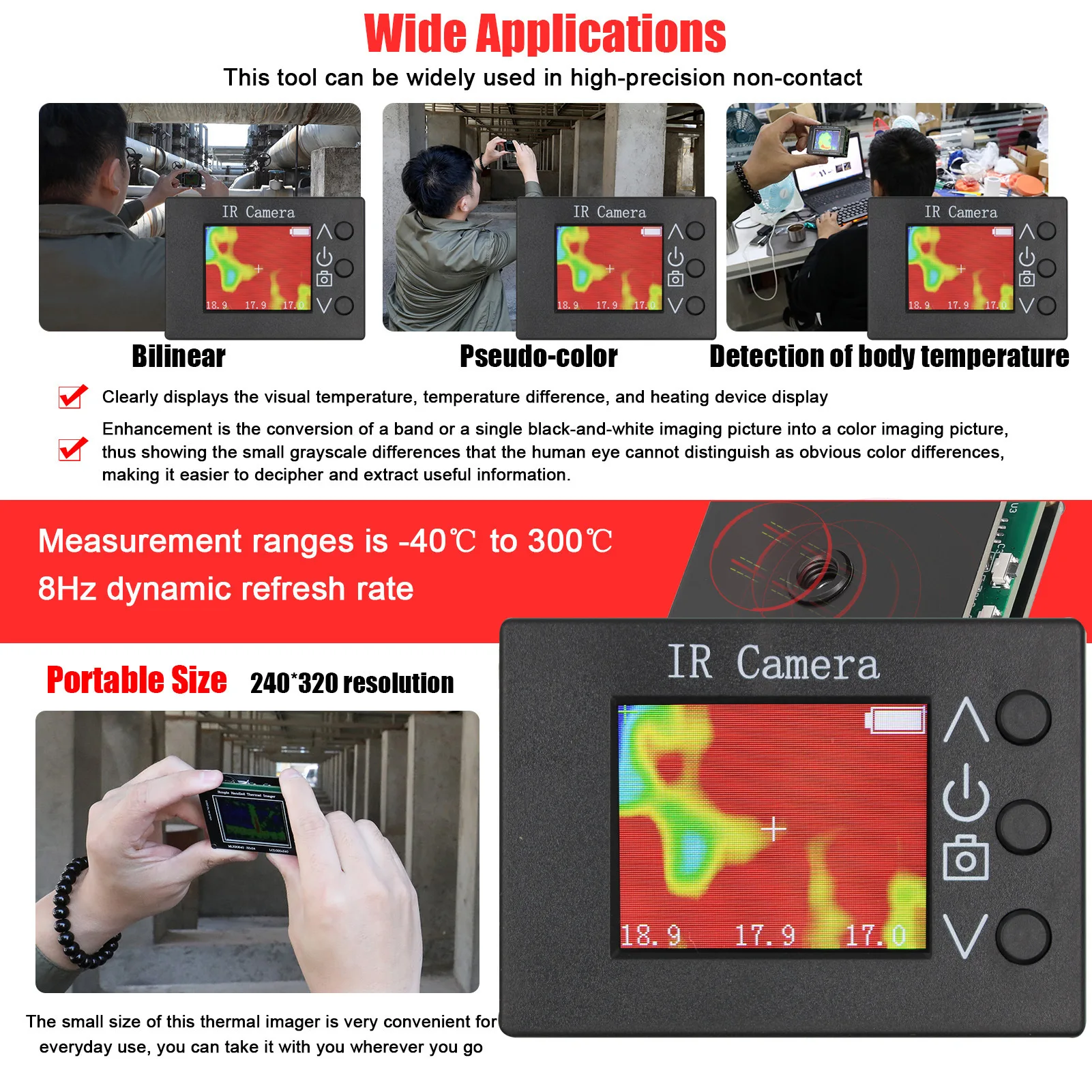 MLX90640 1.8-inch LCD digital infrared thermal imager DIY thermal imager temperature detection tool