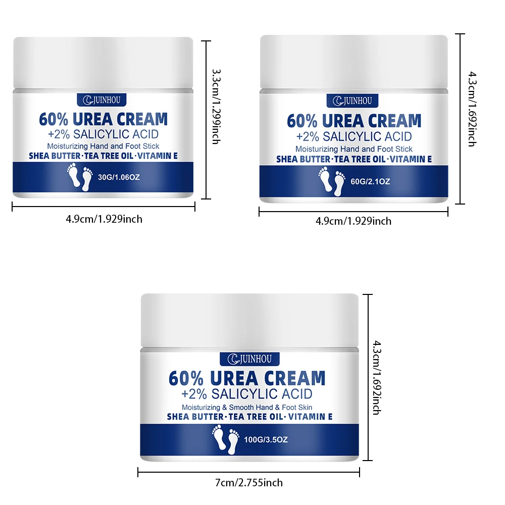 JUINHOU 60% Urea Fußcreme für rissige Fersen, trockene Haut, intensive Feuchtigkeitspflege, Hornhautentferner, glatte Haut, tägliche Fußpflege – Detail 14