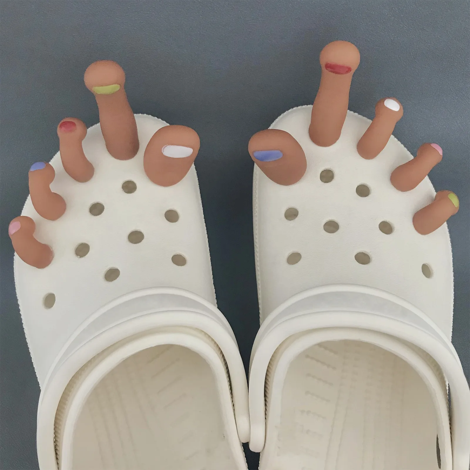 Interesting Cartoon  Feet Hole Shoe Charms Decorations Advanced Rubber Creative Toe Shoes Buckle DIY 3D Hole Shoe Accessories