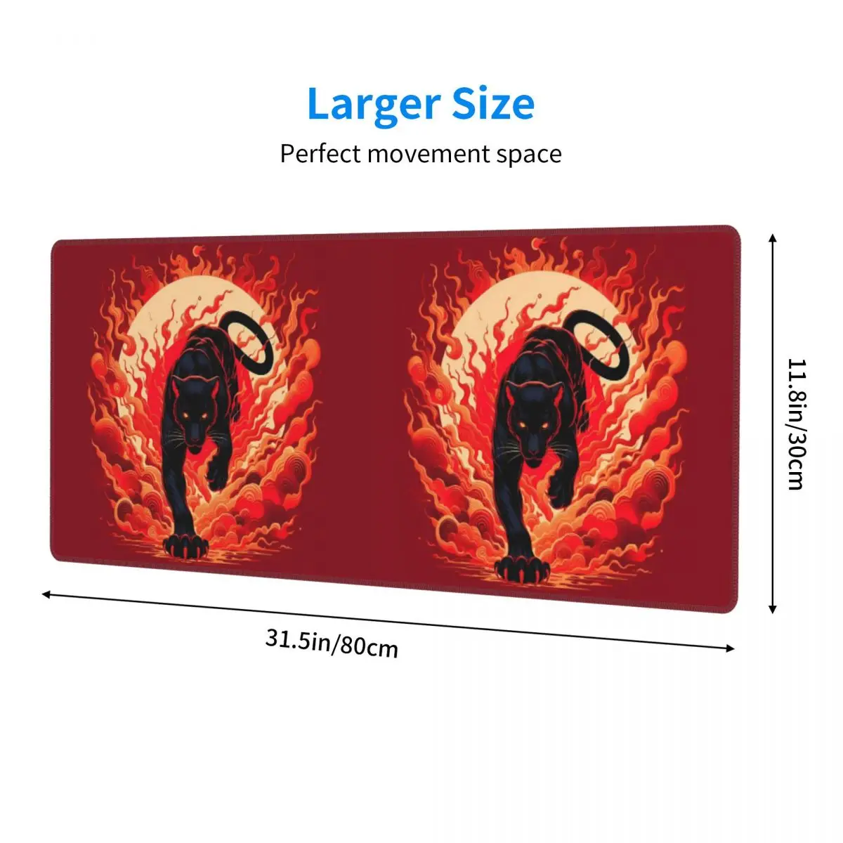 Large Mouse Pad Black Panther Leopard Walking From Flame Gamer PC Laptop Mats Keyboard Carpet Computer Gaming Desk Mat