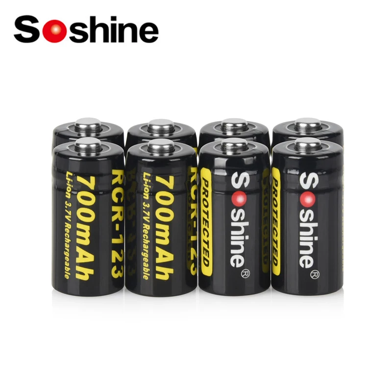 Soshine 3.7V 16340 700mAh Li-Ion Rechargeable Battery 16340 RCR123 Battery with Protected for  LED Flashlight Toy Remote Control