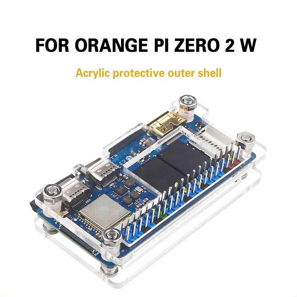 For Orange Pi Zero 2W Acrylic Case Transparent Shell Box With Protective Display Protector Sinks Heat Copper Cover Mainboar C7Y3