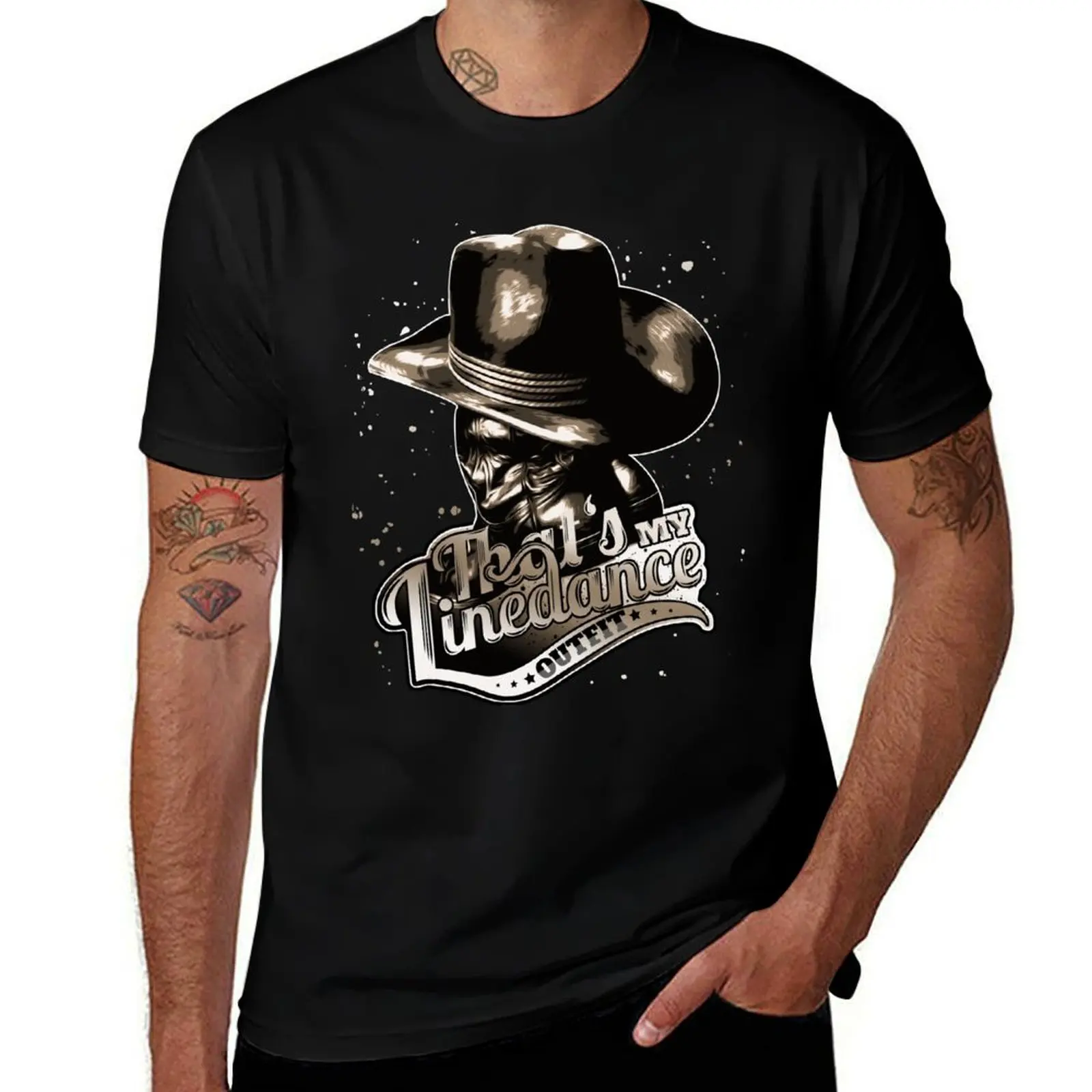 Linedance Line Dance Outfit sombrero de vaquero y botas camiseta hombre algodón hombre camiseta verano divertidas camisetas Camiseta de algodón
