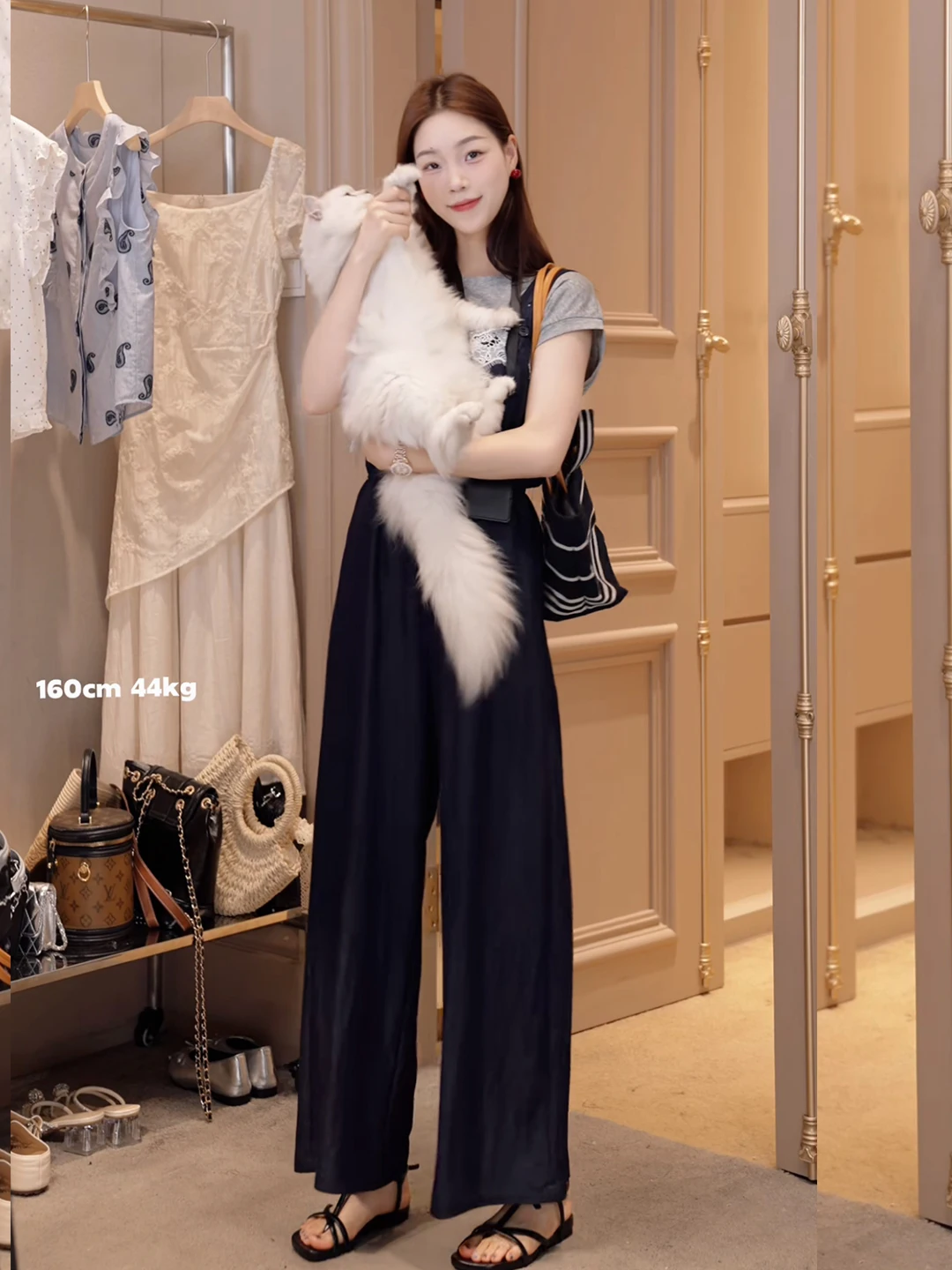 엘리 하이웨이스트 레이스 트림 비브 오버롤 여성 여름 패셔너블 고급스러운 원피스 팬츠 출퇴근용 롱 팬츠