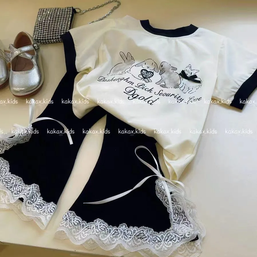 

Girls' Set 2025 New Summer Short Sleeved Top Pant Two-piece Set for Little Girls Long Pants Set for Baby Girl Clothes Suit