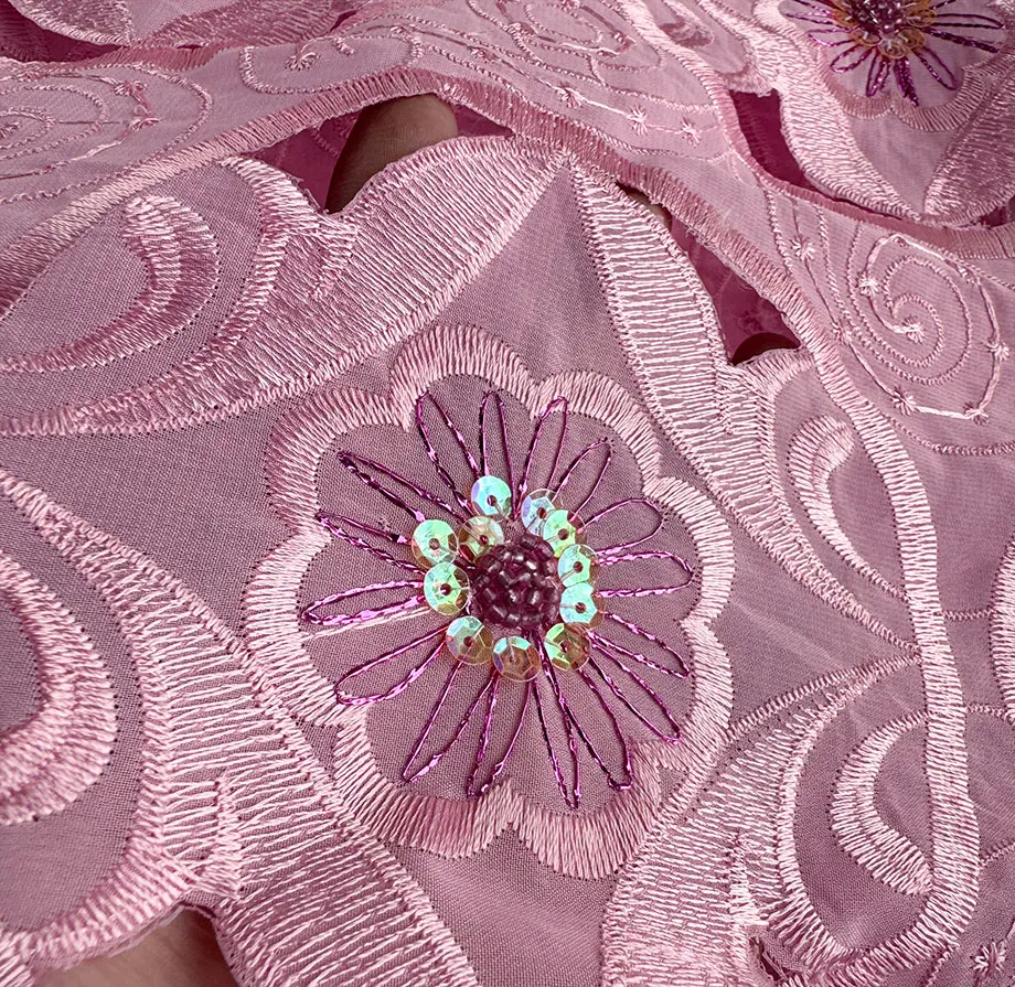Soft Handmade Voile Lace with Sequins Small Crystal Beads African Handcut Lace Fabric Switzerland For Wedding Celebrants